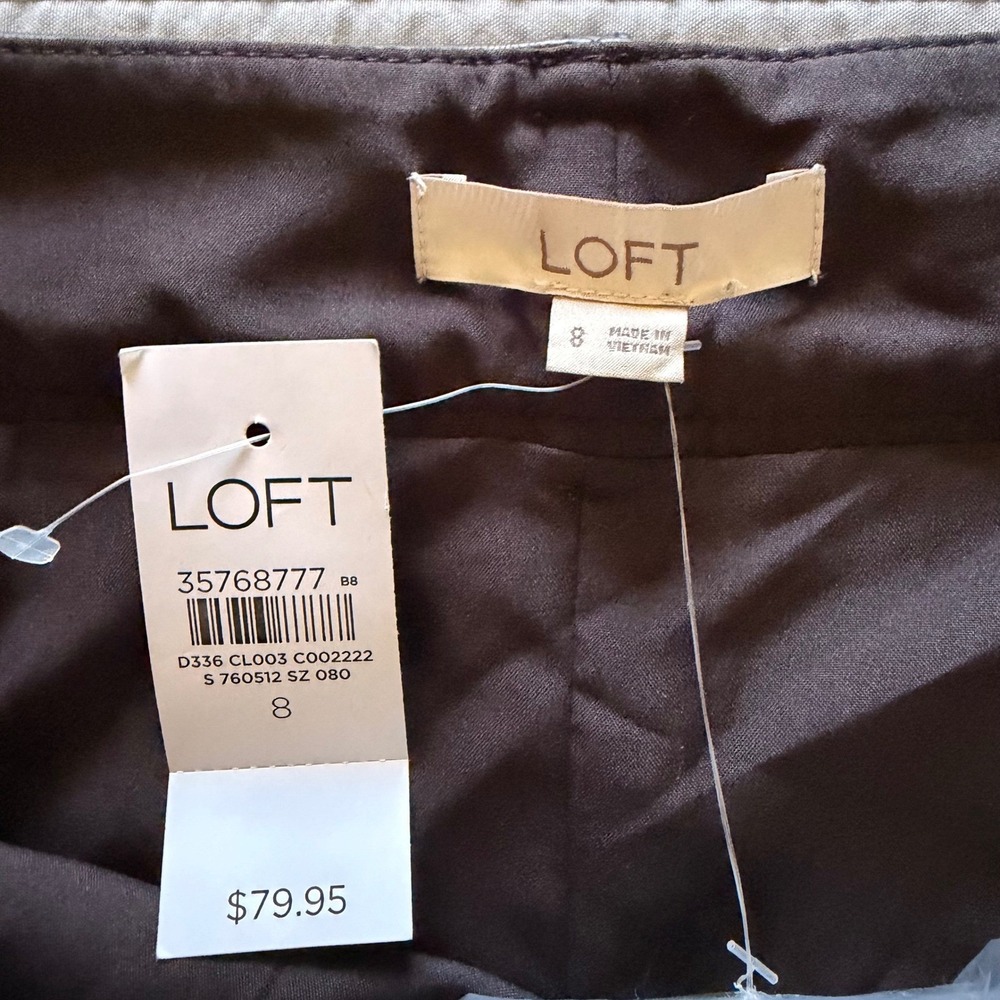 NWT Loft Faux Leather Women's Mini Skirt Brown Belted A-Line Size 8 - Picture 7 of 8